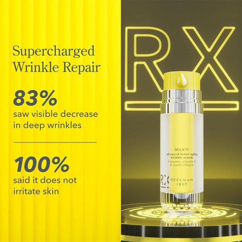 Beekman 1802 Milk RX Advanced Wrinkle Serum - Collagen & Vitamin C with Peptides & Goat Milk Exosomes