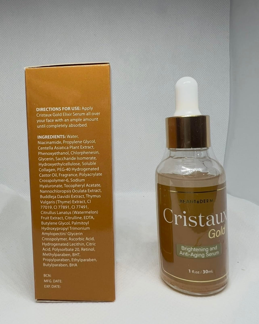 BEAUTéDERM Cristaux Gold Brightening Anti-Aging Serum, 1 fl oz, with Retinol and Vitamins E & C