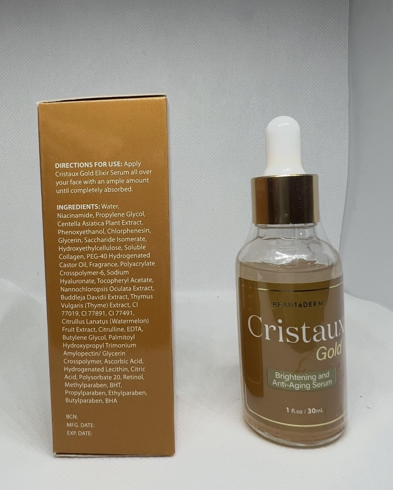 BEAUTéDERM Cristaux Gold Brightening Anti-Aging Serum, 1 fl oz, with Retinol and Vitamins E & C