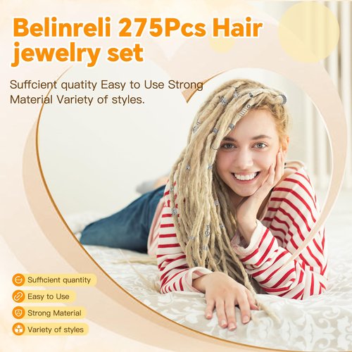 Hair Jewelry for Women Braids, 275 Pcs Braid Jewelry Accessories Metal Gold Loc Clips for Hair Dreadlocks Hairs Rings for Braids Cuffs Clips Hairs Dreadlock Decorations for Women Unisex