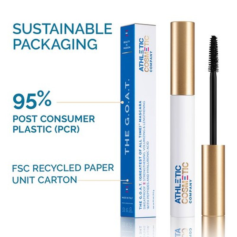 G.O.A.T Waterproof Mascara - Vegan, Nontoxic Formula for Volumizing & Amplifying Lashes | Infused with Peptides & Hyaluronic Acid