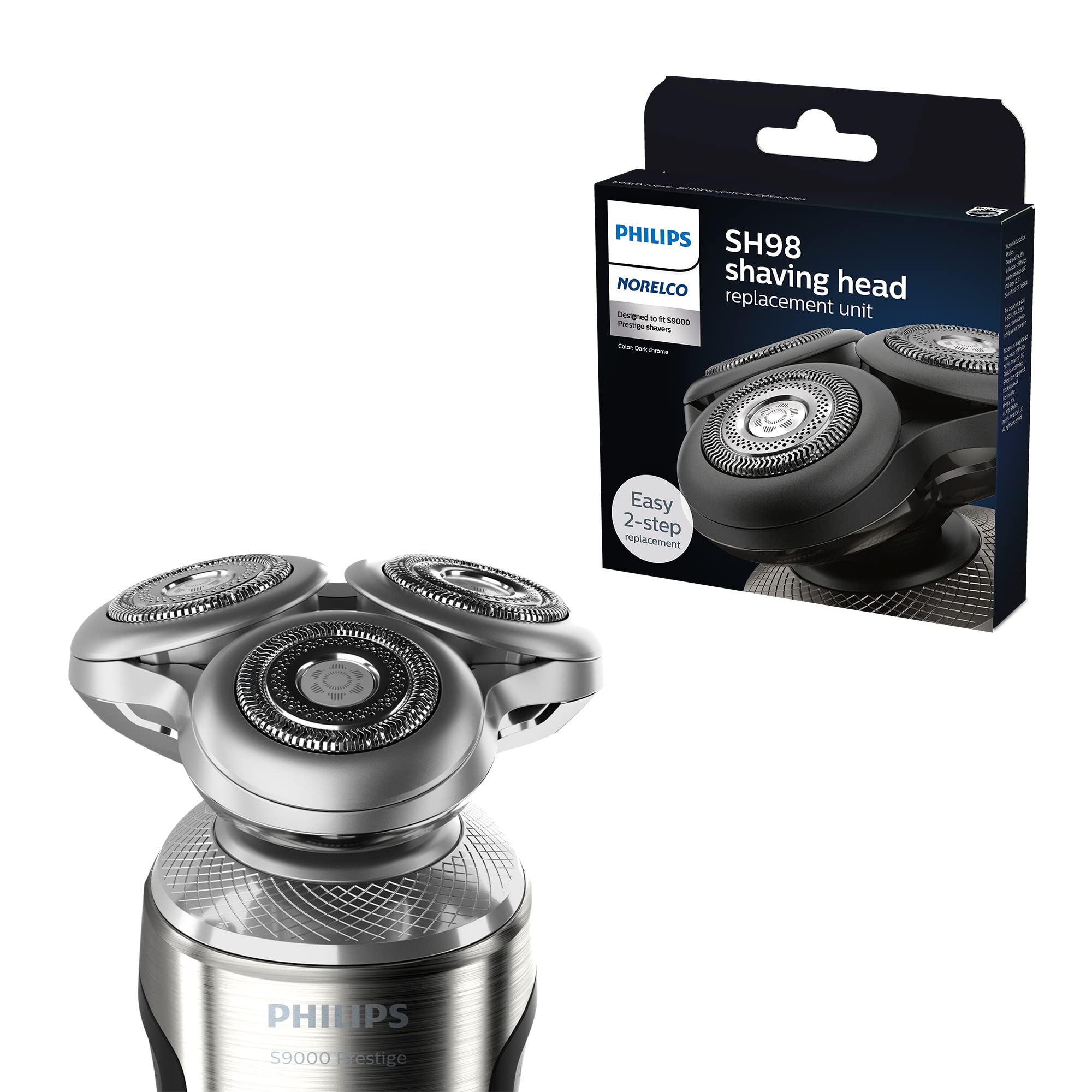Philips Norelco Genuine SH98/72 Replacement Shaving Heads compatible with Norelco Shaver Series S9000 and 9000 Prestige