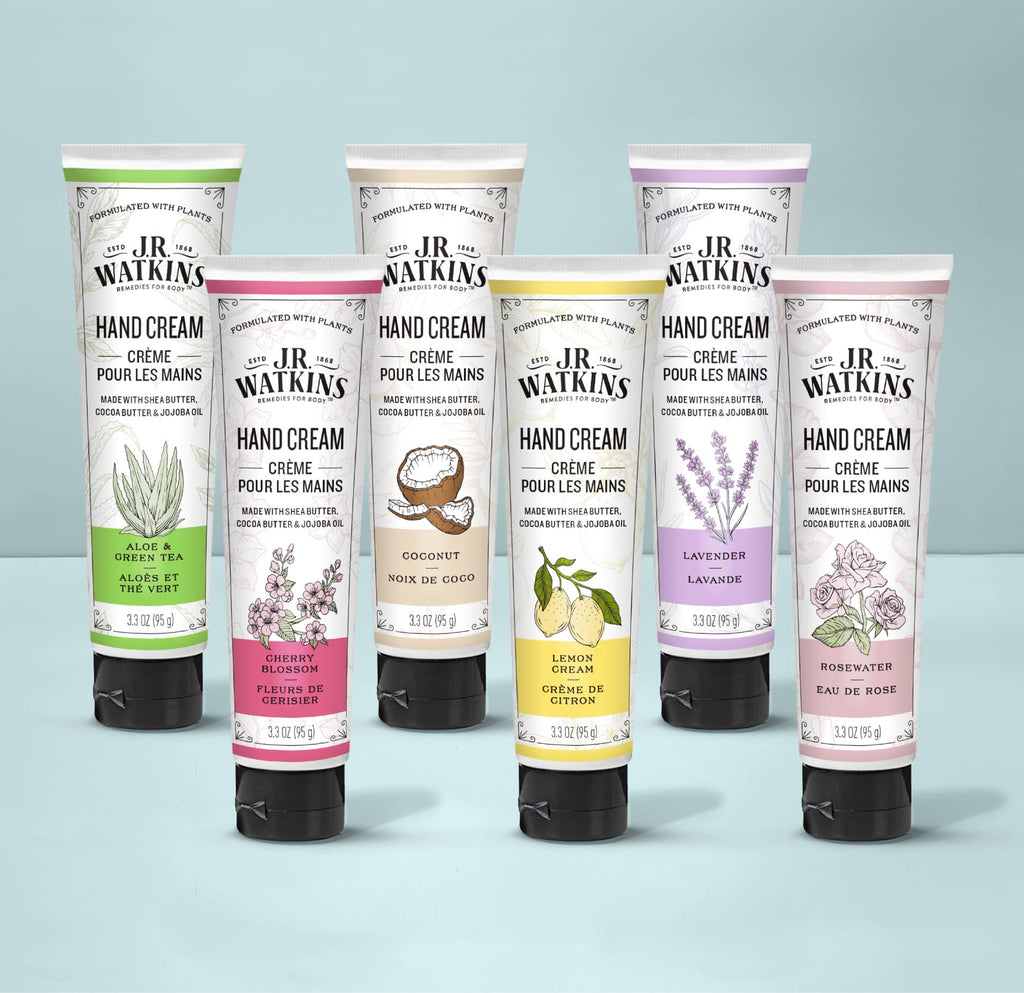 J.R. Watkins Natural Moisturizing Hand Cream, Hydrating Hand Moisturizer with Shea Butter, Cocoa Butter, and Avocado Oil, Cruelty Free, 3.3oz, Cherry Blossom, 3 Pack
