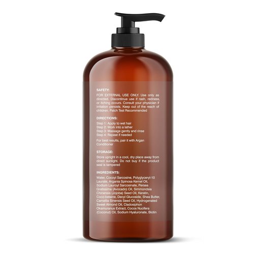 Botanic Hearth Argan Shampoo - Hydrating & Volumizing Formula for All Hair Types | 16 fl oz