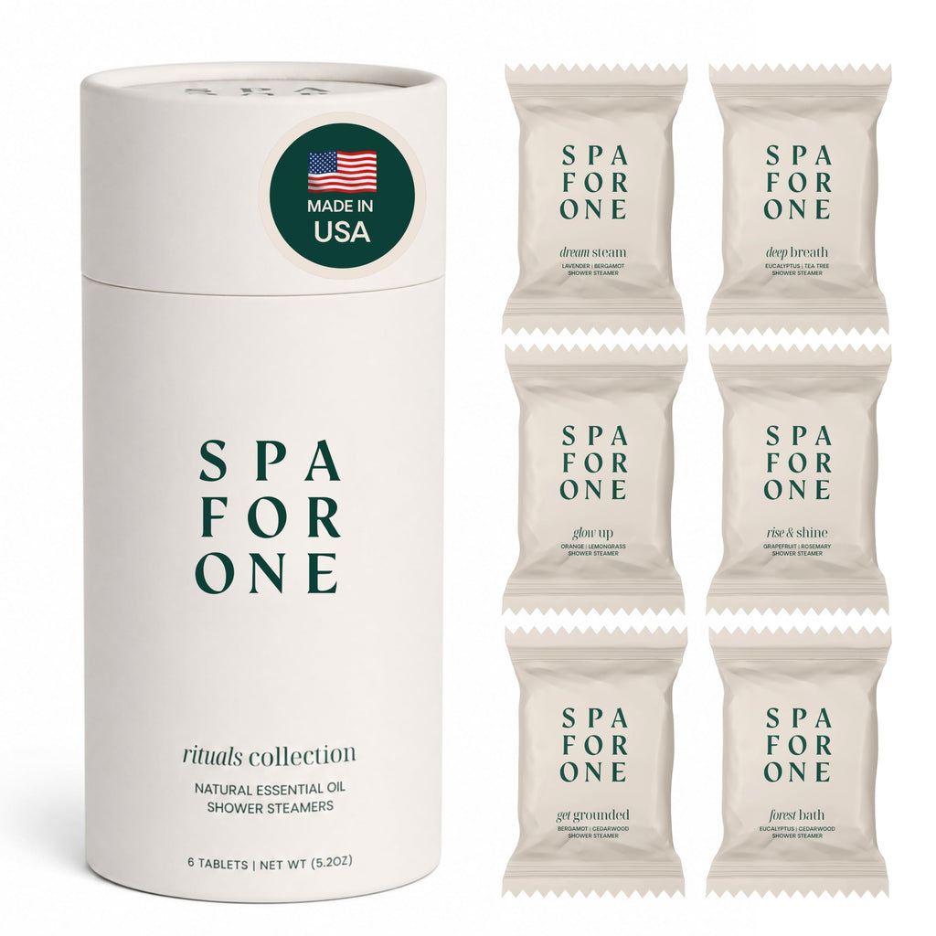Spa For One Shower Steamers Aromatherapy - with Natural Essential Oils - Birthday Gifts for Women, Bridesmaid Gifts, Stress Relief and Guest Bathroom Essentials - Variety 6 Pack, Made in USA