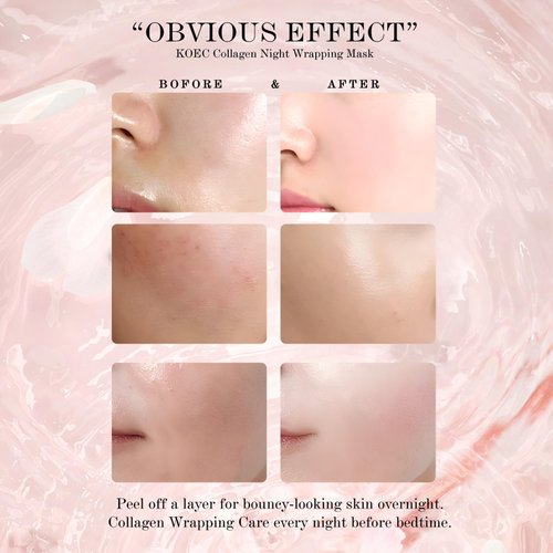 LOYOTICE Collagen Overnight Wrapping Peel Off Facial Mask Pack,Hydrates and Tightens Skin,Reduces Sagging,Elasticity & Hydration Care with Brush 2.54 fl.oz