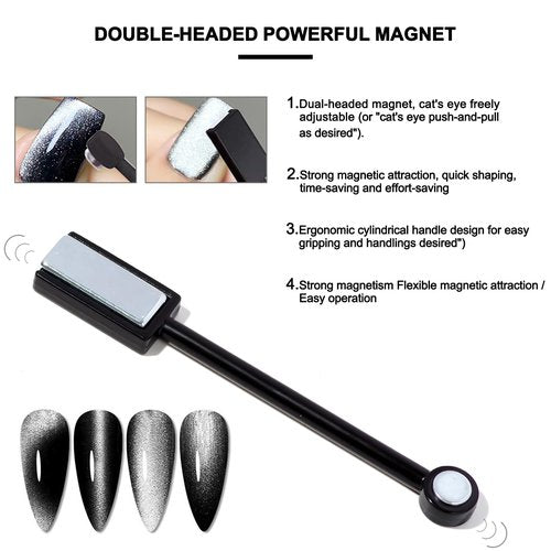 DANNEASY 60pcs Cat Eye Nail Magnet for Nail Art, Cat Eye Gel Nail Polish Magnet Strong Magnetic Nail Polish Magnets for Nails Multi-Function Nail Tool for Nails Salon Accessories