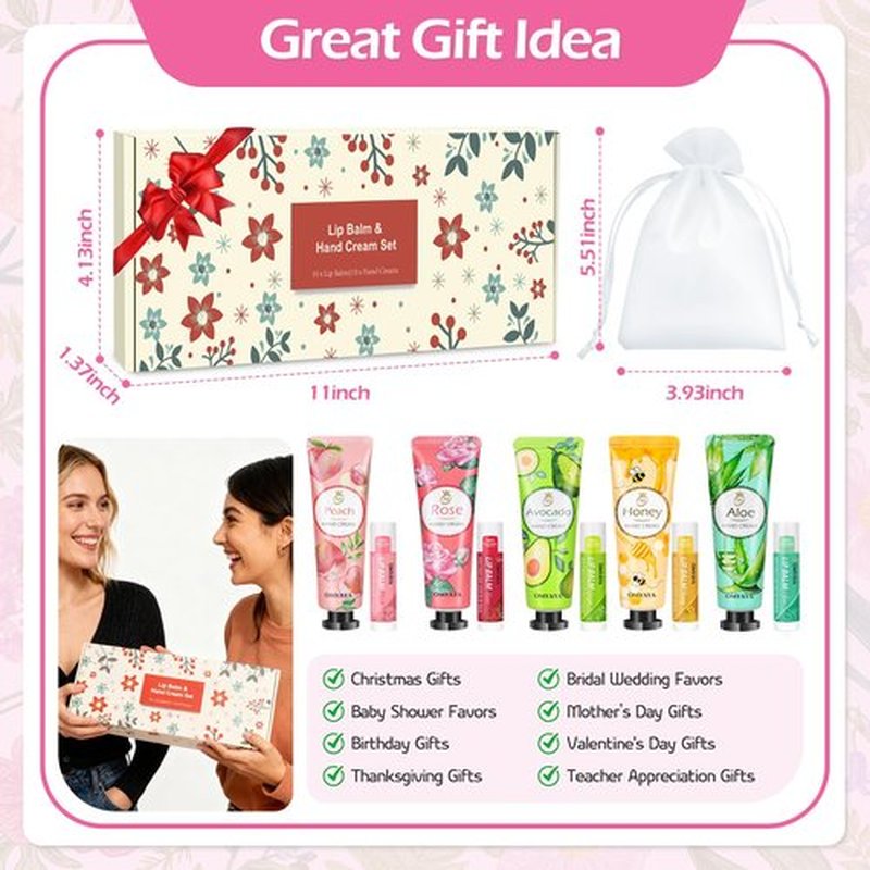 20 Pack Bulk Gifts, Lip Balm Bulk and Hand Cream Gift Set With Organza Bag Thank You Card,Thank You Gift,Bridal Wedding Favors & Baby Shower Wedding Gifts For Guests, Christmas Gift Stocking Stuffers