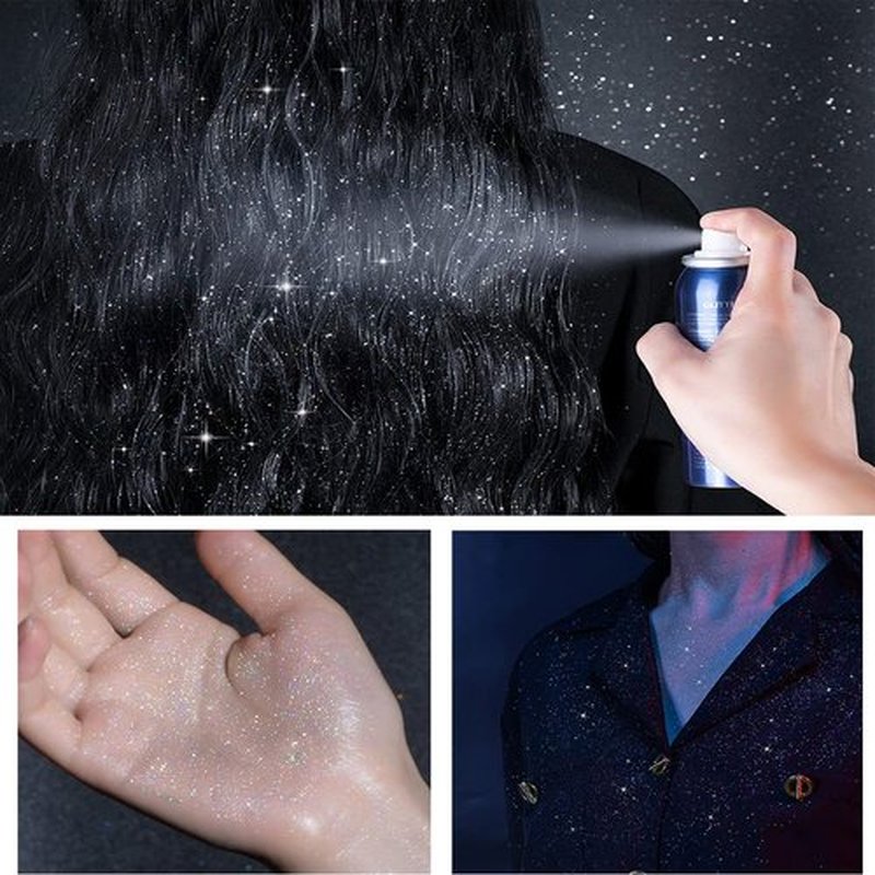 Body Glitter Spray for Hair, Body and Clothes - Long-Lasting Shimmer Suitable for Stage, Festival, Rave, Makeup, Prom - 60ML