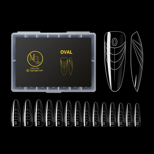 MGart Dual Forms – OVAL Shape, Reusable Nail Extension Forms for Builder/Hard Gel & Polygel, Ultra-Thin Cuticle Edge, Clear, Professional Salon Quality, 140 pcs Sizes 0–14