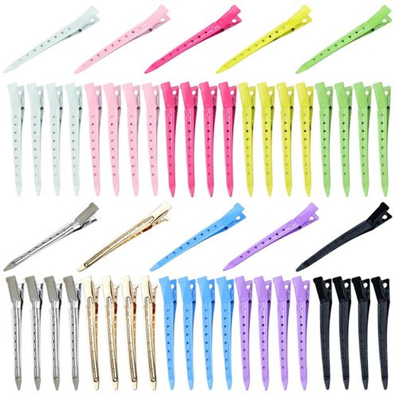 Lawie 50 Pack 3.5" Metal Alligator Hair Styling Curl Clips Hair Salon Duckbill Hair Sectioning Clips Crocodile Hair Pins Barrettes Accessories for Women Girls (Colorful)