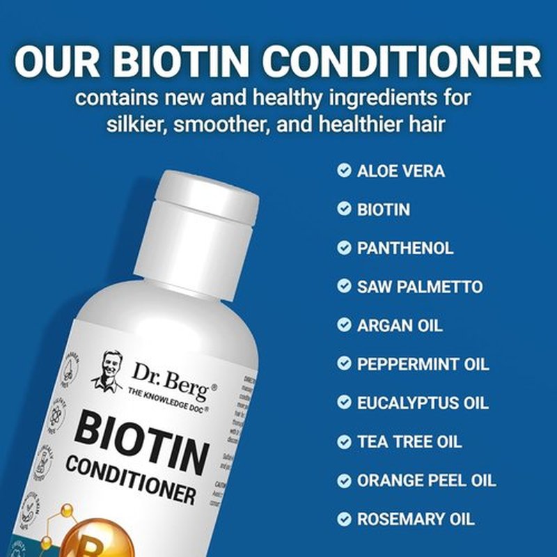 Dr. Berg Biotin Conditioner - High-Performance Formula for Men & Women | Paraben & Sulfate-Free - 8 Fl Oz