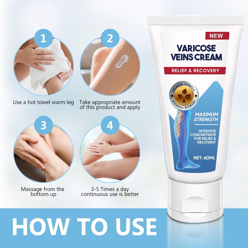 Varicose Veins Cream for Leg, Herbal Formula to Improve Skin Appearance & Smoothness, Ideal for Long-Standing Professionals