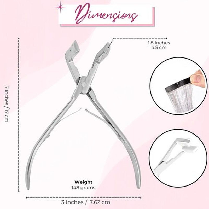SIVOTE Professional Stainless Steel Tape-In Hair Extension Plier – Silver Clamp Tool for Tape-In Extensions – Hair Extension Clamp Tool with Silicone Pads for Secure Application