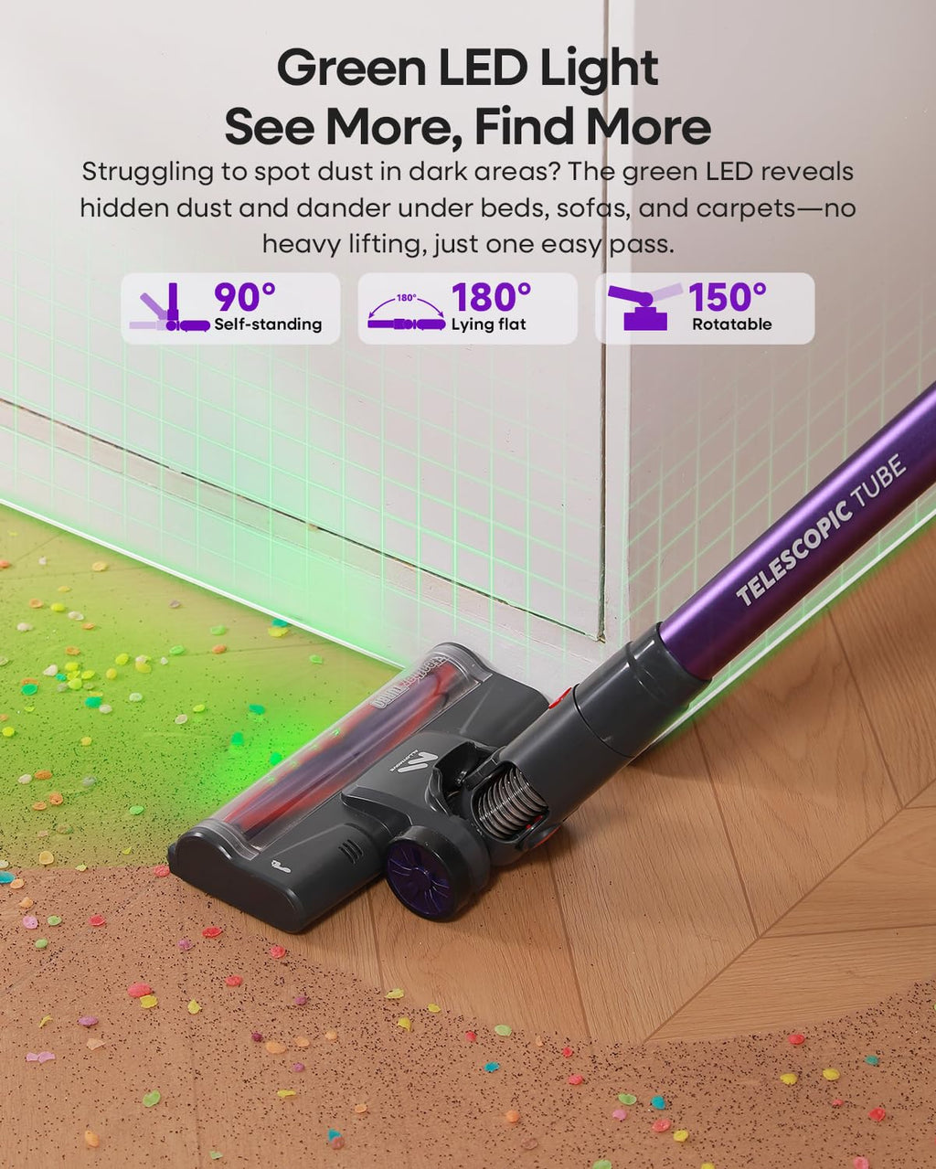 AlloyMove Cordless Vacuum Cleaner 45KPA/60MINS Stick Vacuum Cleaner for Home Use. Can be Used Upright. Rechargeable. Can be wall-Mounted. Suitable for Floors and Carpets.