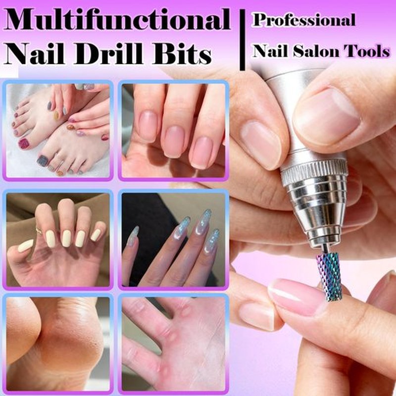 FANTEXY 3/32" Carbide Nail Drill Bit - 5 in 1 Cuticle Drill Bits for Nails, Safely Drills Bits for Remove Acrylic Hard Gels,Nail Drills Tip for Manicure Pedicure Gel Polishing (Medium - M)