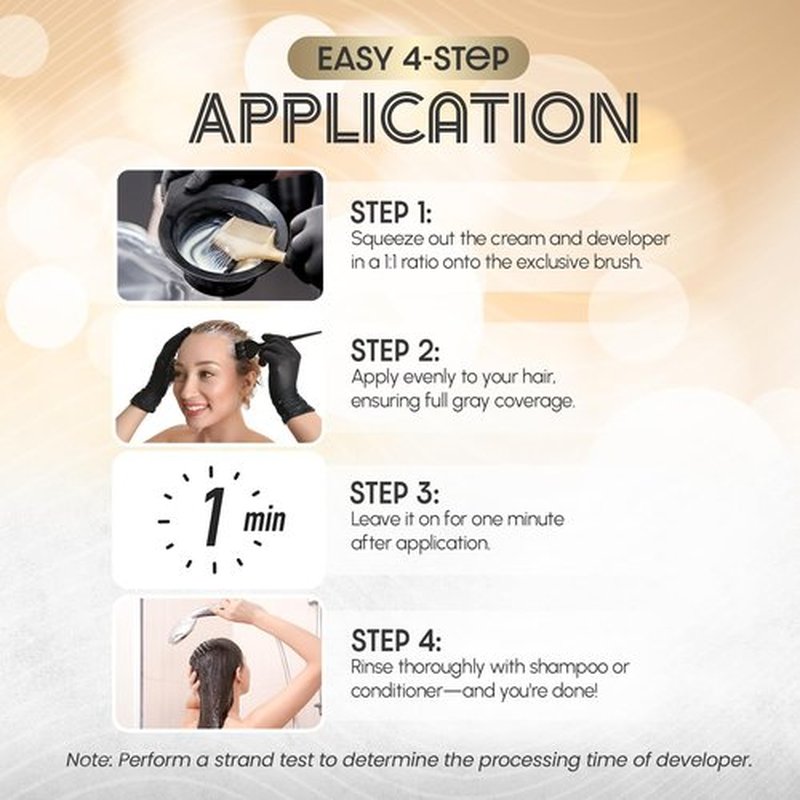 Herbishh Korean Hair Dye Cream & Developer - Natural Brown | Ammonia-Free, 1-Minute Gray Coverage Kit (2.03 fl oz Each)