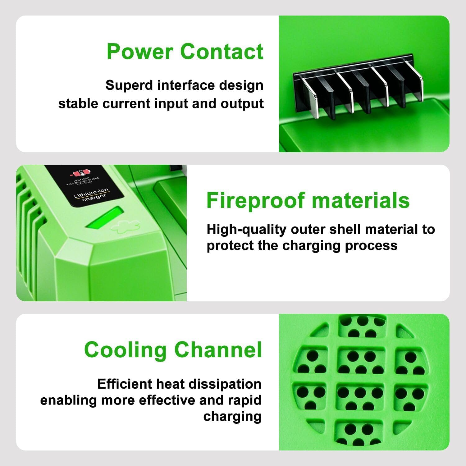 DTK Fast Charging Replacement for Greenworks 60V Chargers CH60R00 CH60DP01 2936902 60DPC10A Rapid Ultra Turbo Battery Charger