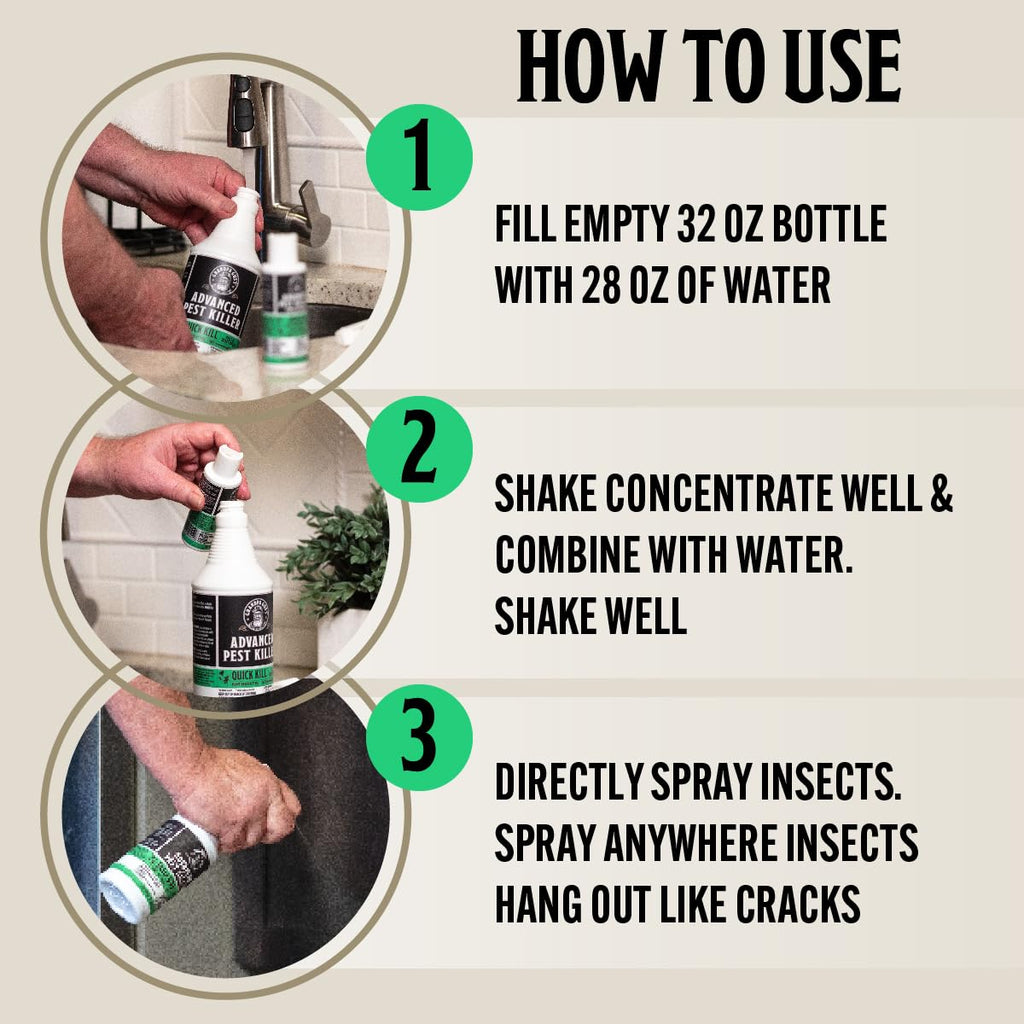 Grandpa Gus's Advanced Natural Pest Control with Clove & Cottonseed Oil - Indoor/Outdoor Insect Killer for Spiders, Ants, Roaches, Earwigs & Bed Bugs, Pet-Friendly, Concentrate 2 Pack + Spray Bottle