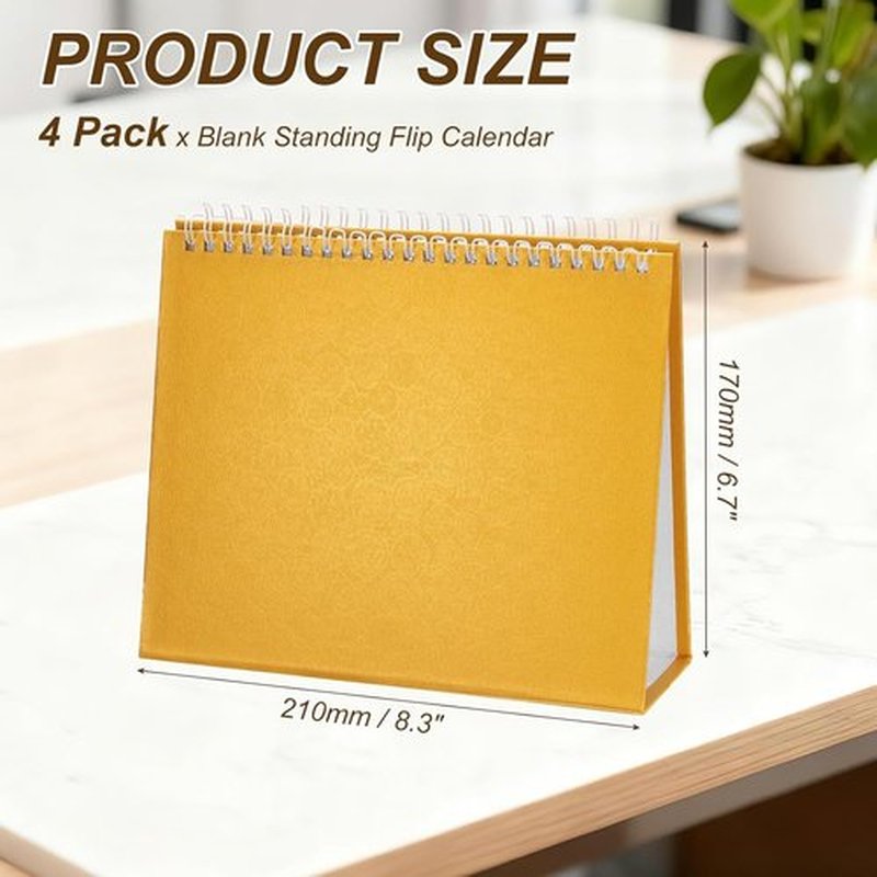 PATIKIL Desk Calendar Base - 4 Pack Flip Calendar Stand | 8.3 x 6.7 Inches - Pearl Paper for DIY Decor