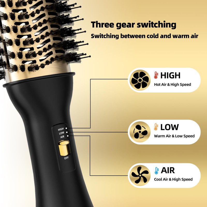 Yucafy 4-in-1 Hot Air Brush with Oval Barrel - Salon-Grade Styling Tool for All Hair Types