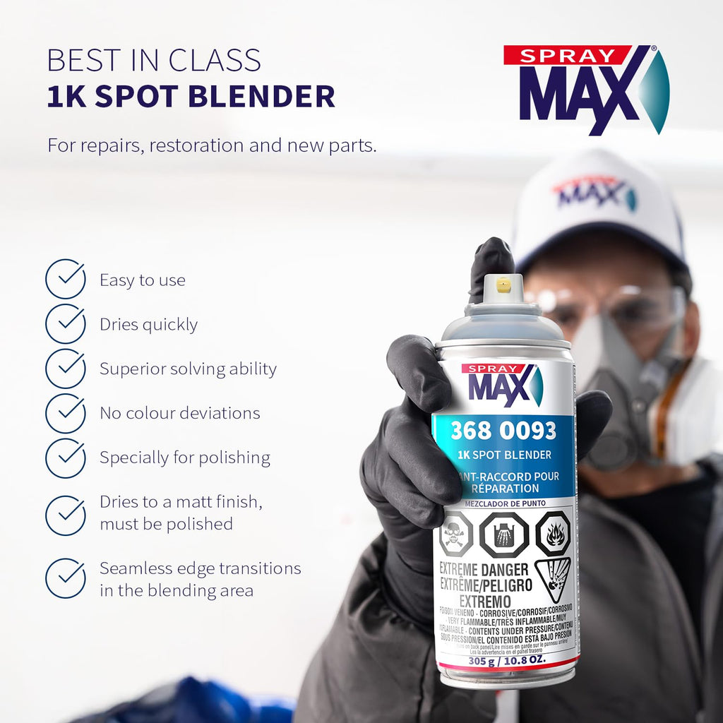 SprayMax 1K Spot Blender Clear | Professional Blending Clear Spray for Seamless Repair Transitions | Smooth Edge Melt-In for 2K Topcoats | Automotive Finishing Spray | 10.8 oz