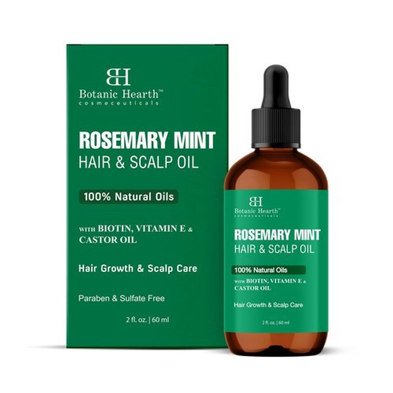 Botanic Hearth Hair Oil for Hair Growth & Home Hair Perm Kit | Strengthening Dry, Frizzy, Damaged Hair & Scalp Treatment | Rosemary Mint Hair Oil – 2 Fl Oz