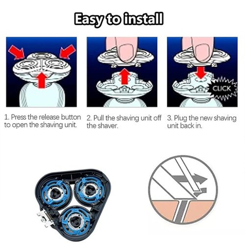Philips Sh50/52 Replacement Blades - Complete Head for Series 5000 Electric Shavers | Compatible with Norelco S5000 Models