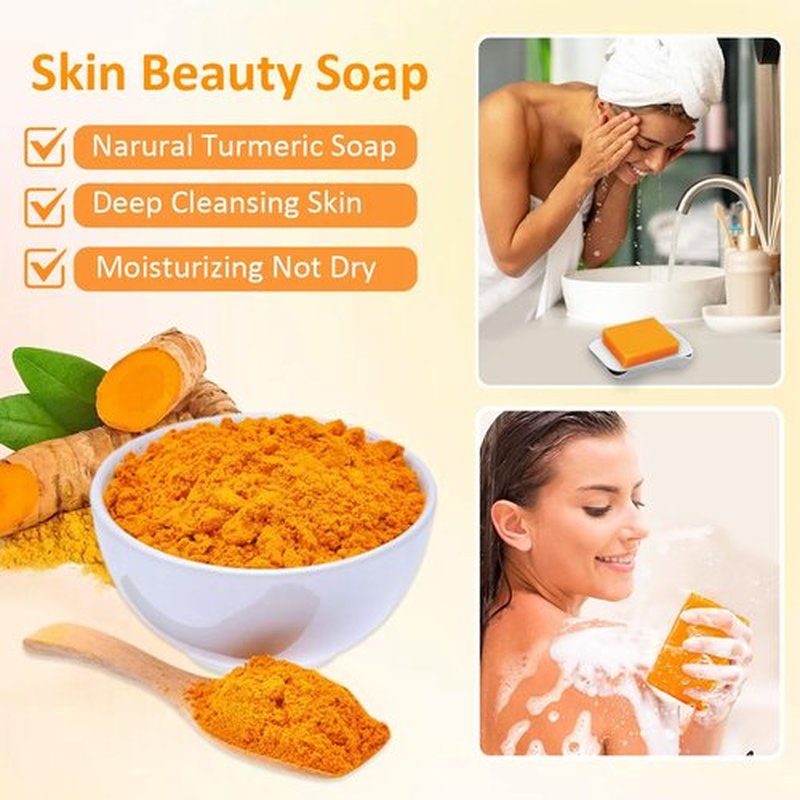HOYEHOLA Kojic Acid Turmeric Soap Bar - Dark Spot Remover for Face Even Skin Tone, Moisturizing & Nourishing Natural Ingredients 4Packs
