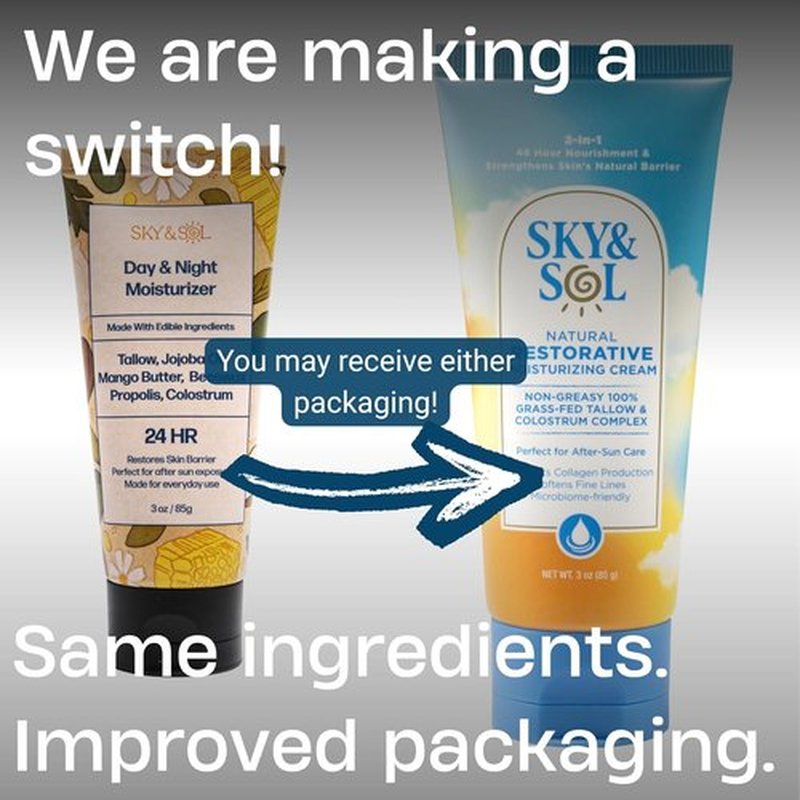 Sky and Sol Everything Cream - 100% Grass Fed Beef Tallow Moisturizer for Face & Body | Natural Edible-Grade | 3 oz