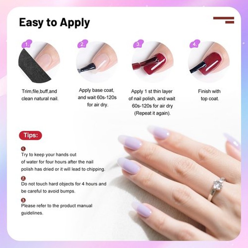 OpenLive Jelly Nail Polish Set, 10 Color With Base and Top Coat Nail Polish