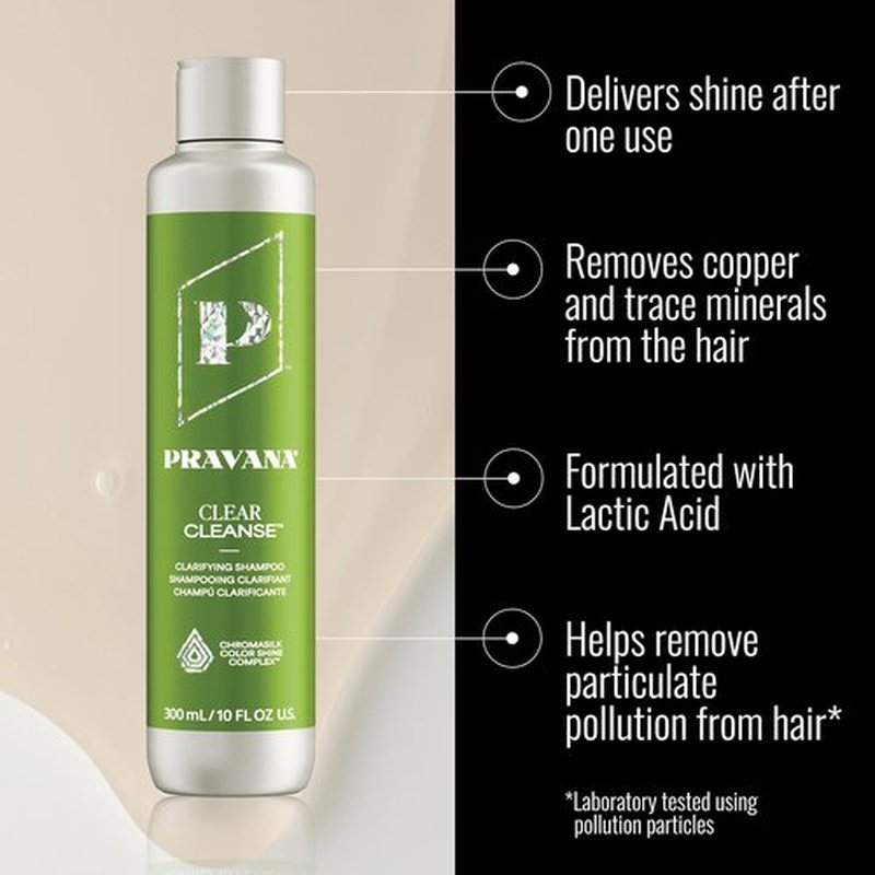 Pravana Clear Cleanse Shampoo - Clarifying Formula for Color Treated Hair | Removes Hard Water Deposits | Hydrates & Volumizes