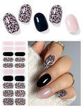 AutyaMee Semi Cured Gel Nail Strips (Pink Leopard), Purple, 20 Pcs Gel Nail Wraps, Stickers, Salon Quality, Long Lasting, Works with Any UV Lamps