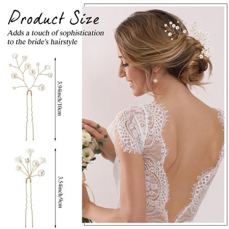 Landical 14 Pcs Baby's Breath Hair Pins Boho Bridal Pearl Flower Wedding Hair Accessories for Brides Bridesmaids Women Girls