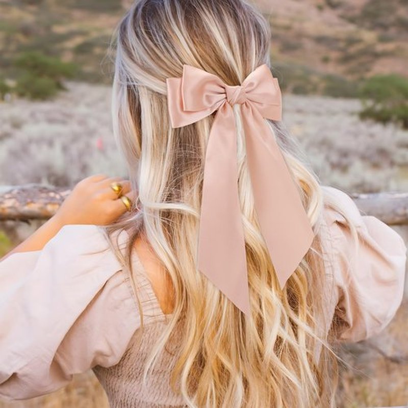 6PCS Silky Satin Bows, Cute Clips for Women, Large Bow Clips for Thick Thin Hair, Ribbon Bows, Brown Accessories