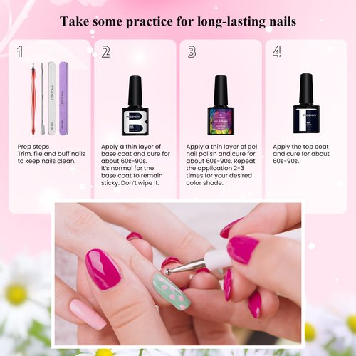 Phoenixy Gel Nail Polish Kit with U V Light, 36 PCS Gel Nail Kit Pink Red Brown Blue Green Nail Polish Set Manicure Starter Kit Gifts for Women