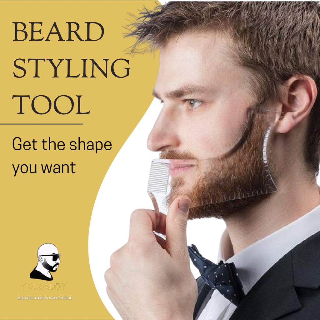 Beard Shaper for Men Beard Lineup Tool for Grooming Beard Guide Shaping Tool for Straight & Curve Cut Barber Tools Goatee Shaper Beard Template for Men to Style Facial Hair