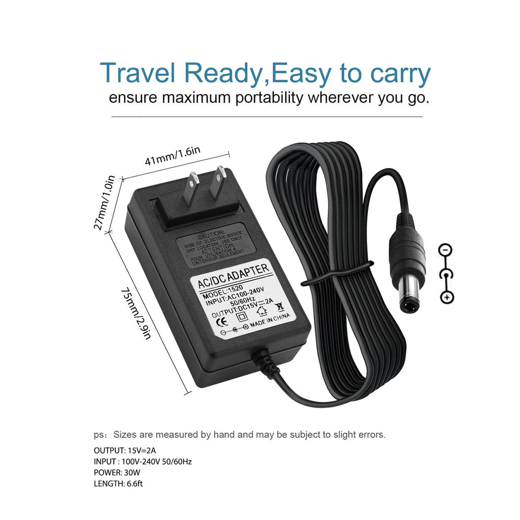 15V 1.5A 2A AC/DC Power Adapter Charger for Theragun mini 1.0, Theragun Prime G4/Prime Pro Massager Gun, Hyperice Normatec 3, 2.0, 2.0 Pro Leg System Pulse Recovery Massage Device Power Cord