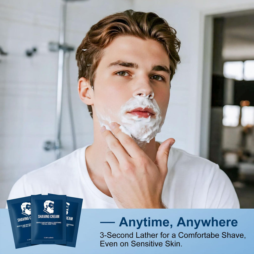 Skourvut Shaving Cream Bulk Travel,8ml/0.28 oz Travel Shave Cream Disposable Shaving Cream in Bulk for Hotel Homeless （Jasmine，pack of 100)