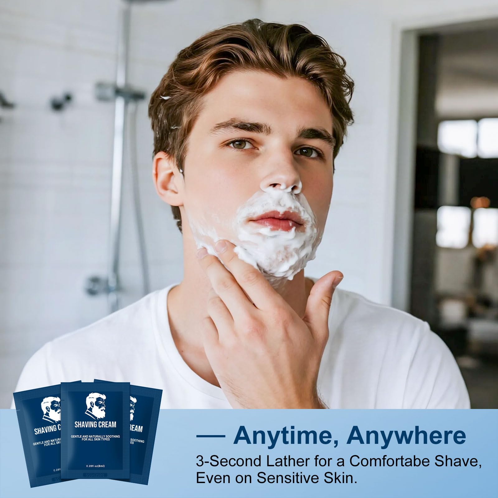 Skourvut Shaving Cream Bulk Travel,8ml/0.28 oz Travel Shave Cream Disposable Shaving Cream in Bulk for Hotel Homeless （Jasmine，pack of 100)