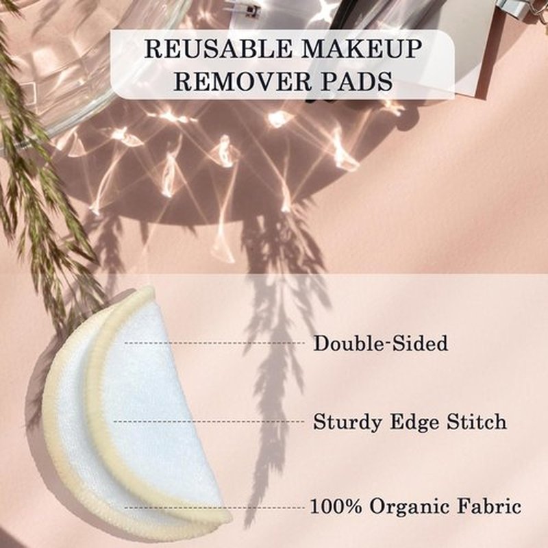 Skiennix Reusable Makeup Remover Pads - 30 Soft Bamboo Cotton Rounds with Washable Mesh Bag