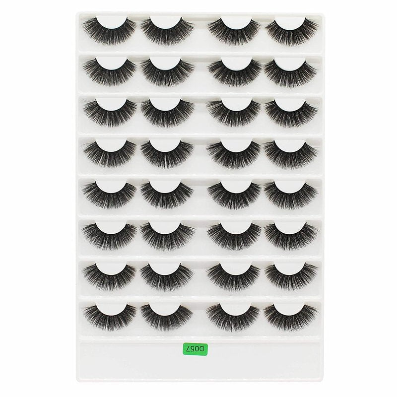 Vayator 16 Pairs False Eyelashes Natural Wispy Fluffy Dramatic Volume Fake Lashes Extension Handmade Cruelty-free Eyelash (D057)