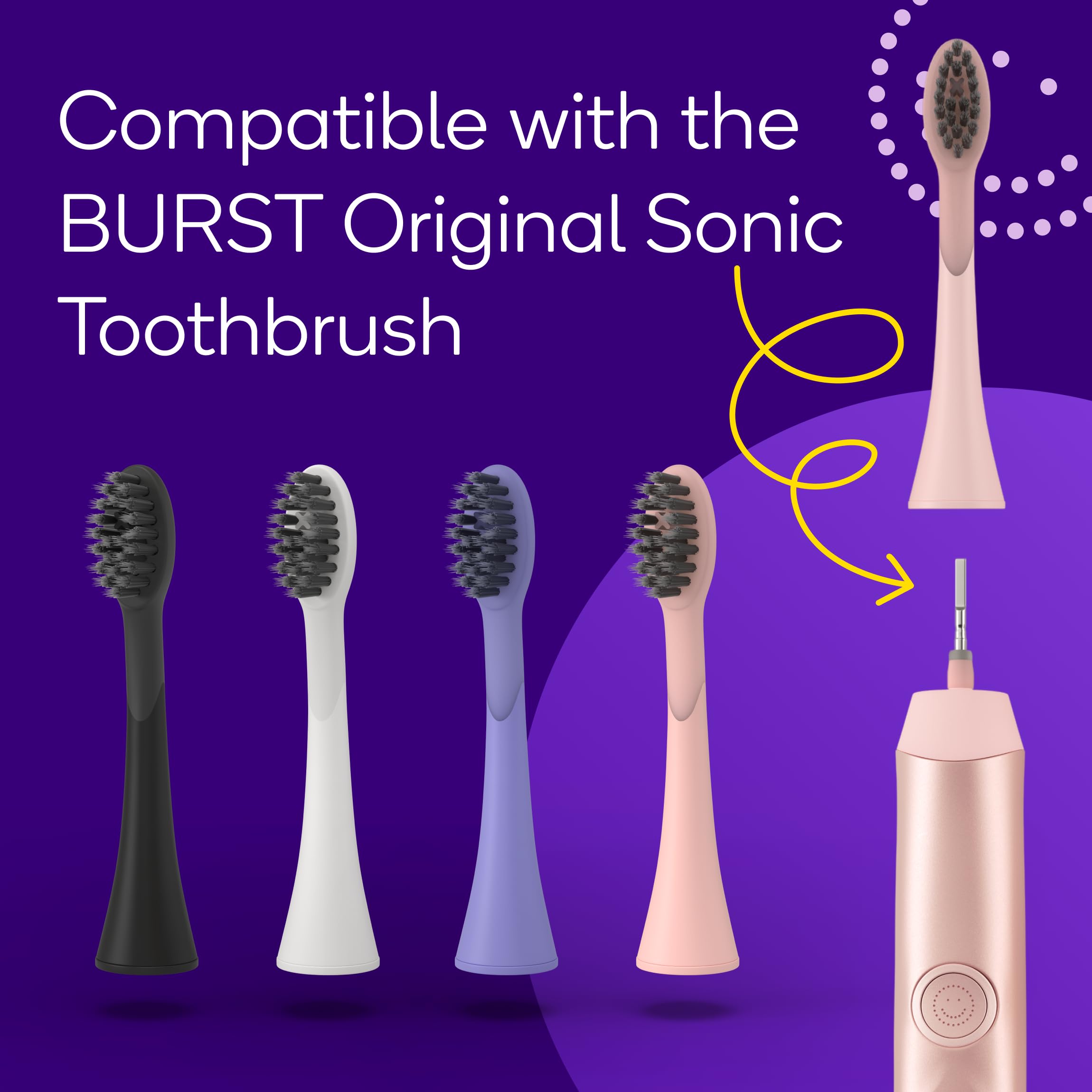 BURST Genuine Replacement Heads for Original Sonic Toothbrush (Rose Gold)