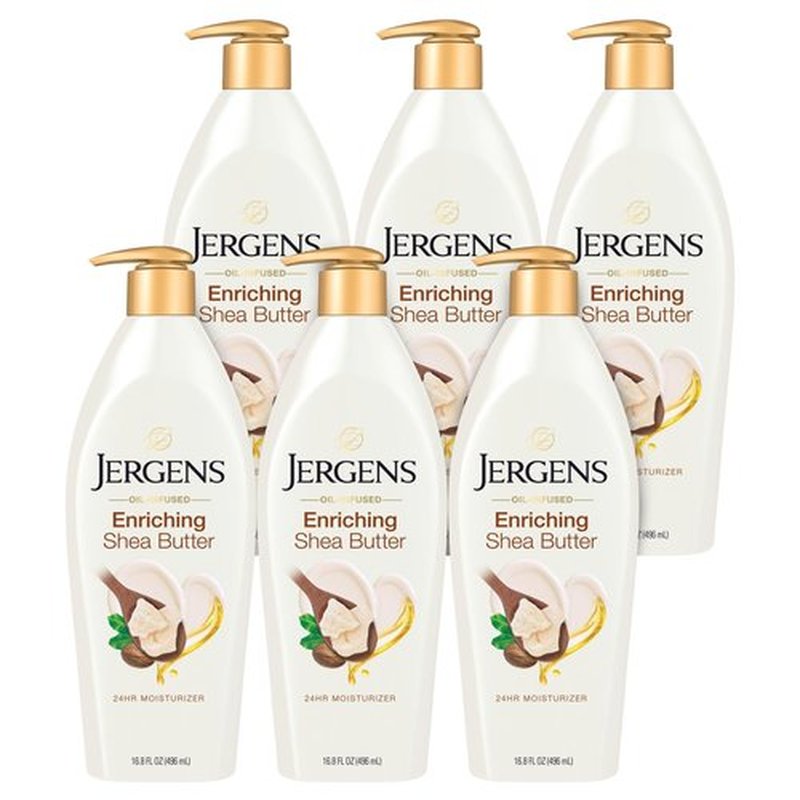 Jergens Shea Butter Hand and Body Lotion, Deep Conditioning Moisturizer, 3X More Radiant Skin, with Pure Shea Butter, Dermatologist Tested, 26.5 oz, 6 Pack