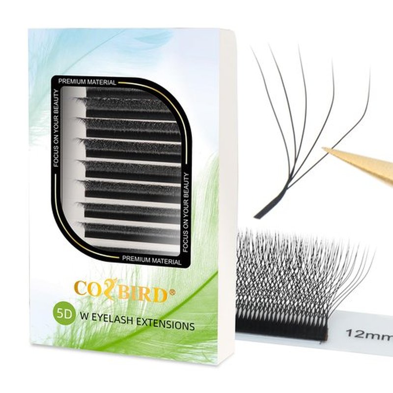COZBIRD 5d W Lash Extensions W shape Eyelashes Premade Fans Volume Faux Mink Matte Black Fluffy yy Lash 12 Rows (0.07mm D Curl 13mm)