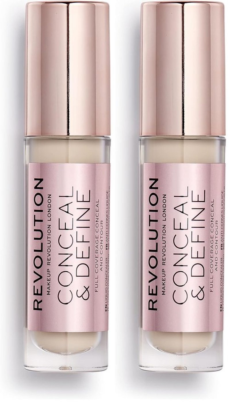 Revolution Beauty, Conceal & Define Concealer, Full Coverage & Lightweight, Long-Lasting Matte Finish, Vegan & Cruelty Free, C1 Fair to Light Skin Tones, 0.14 Oz. (Pack of 2)