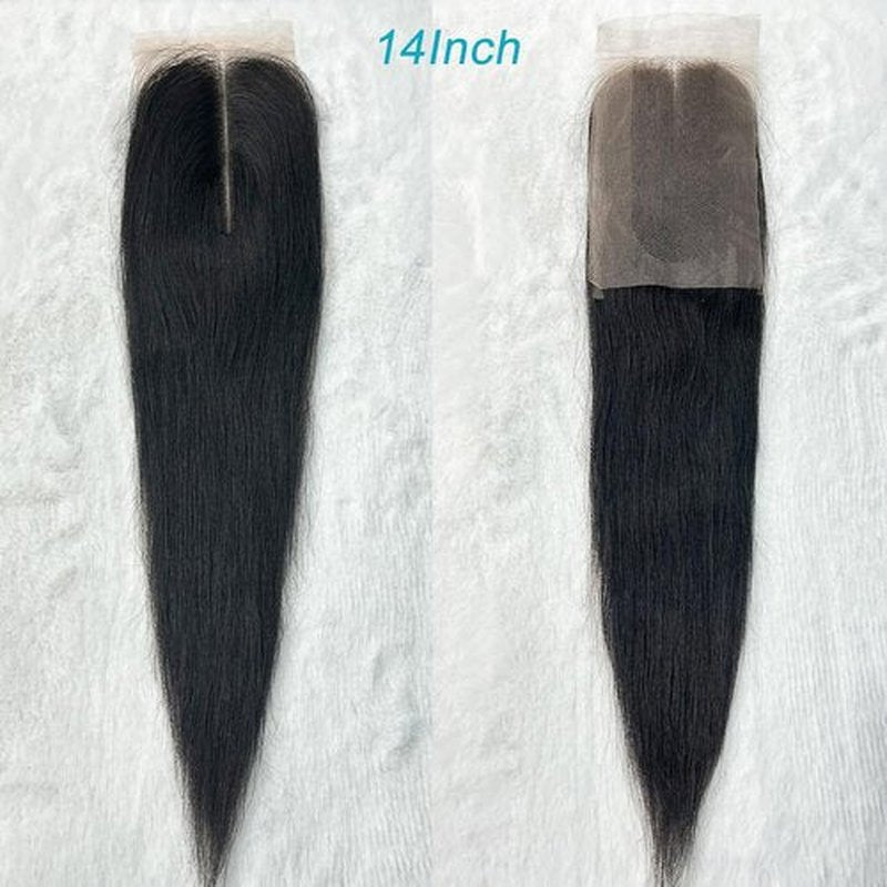 2x6 Hd Lace Closure Straight Indian Virgin Human Hair,14Inch Middle Part Pre Plucked Natural Hairline Transparent Swiss Lace Closure Human Hair
