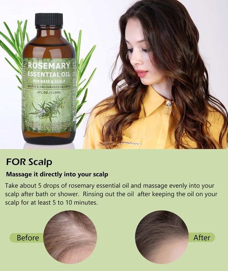 Rosemary Oil for Hair Growth 4.0oz with Jamaican Black Castor and Jojoba Oil - Nourishing Treatment for Dry, Damaged Hair, Split Ends, and Healthy Growth