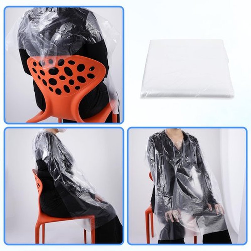 100 Pcs Disposable Hair Cutting Capes 47 x 35 Inch Disposable Barber Cape Waterproof Barbershop Salon Cape Plastic Hair Dye Capes White Barber Haircut Hairdressing Gown Coloring Apron Shawl Adults