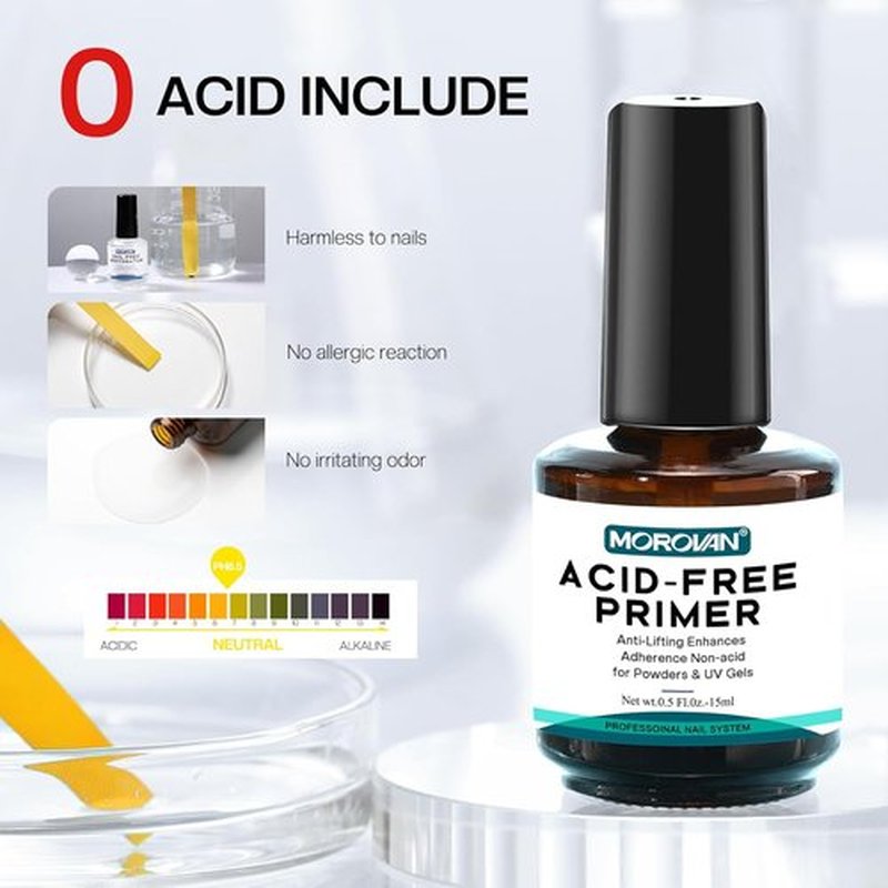 Morovan Nail Prep Dehydrate Primer - Acid-Free Formula for Acrylic & Gel Polish | Fast-Drying Bonding Agent Gift Set